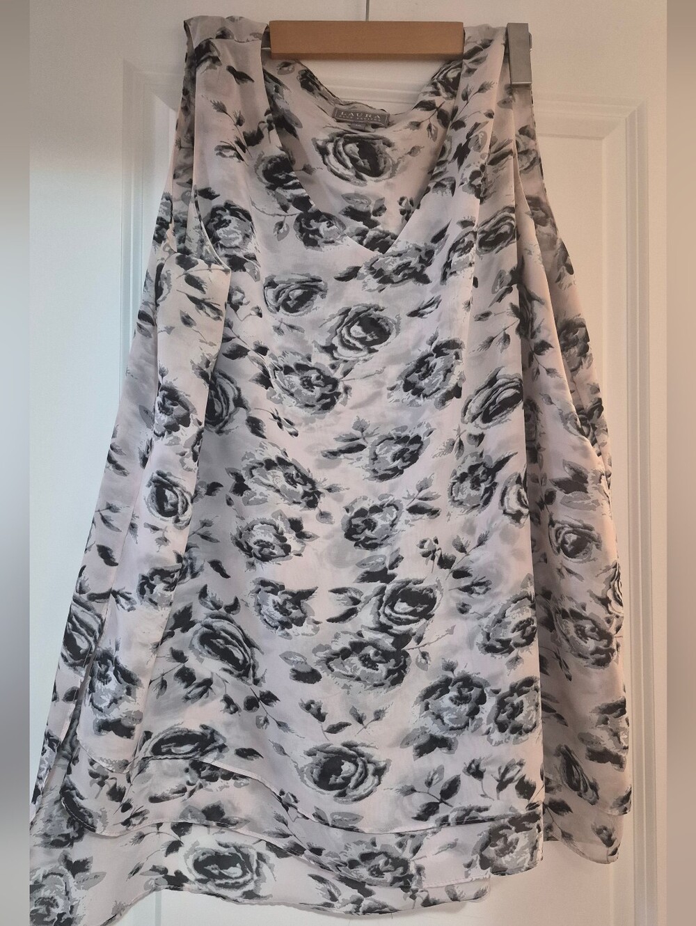 Pink and Black Floral, Sleevless Shirt